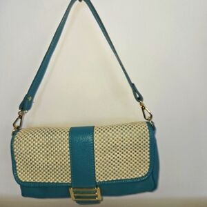 Divina Firenze Teal and Cream Shoulder Handbag
